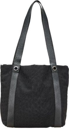 Bulgari Logomania Black Canvas Handbag Pouch Tote Bag (Pre-Owned)