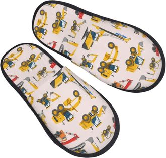 Generic Women Men Slippers Excavator Construction Car House Slippers Plush Fleece Lined Bedroom Slipper Washable Indoor Shoes For Travel Spa Indoor L