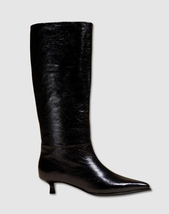 Mi-Mai Vivienne Low Heel Crinkled Boots in Black at Nordstrom, Size 10