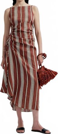A.L.C. Naomi Striped Linen Midi Dress In Brunette Multi