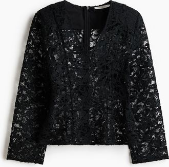 H&M Tailliertes Spitzenshirt - Schwarz