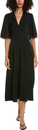 Max Studio Elbow Sleeve Scallop Midi Dress