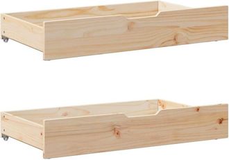 vidaXL Under-Bed Drawers with Wheels 2 pcs 90x55x17 cm Solid Wood Pine Vidaxl