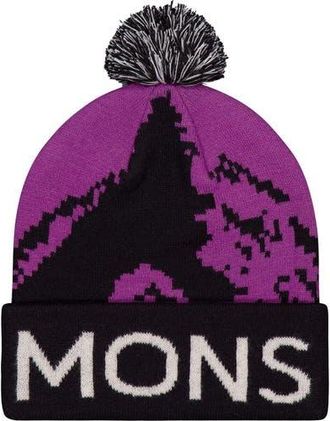Mons Royale Mtn Pixel Merino Pom Pom Beanie in Purple Bolt/black at Nordstrom
