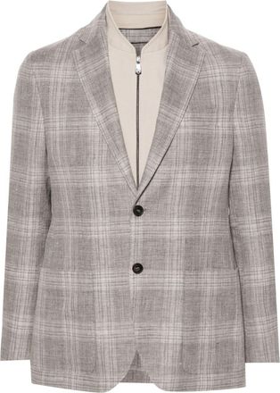 Corneliani layered single-breasted blazer - men - Cotton/Polyamide/Elastane/Polyester - 48 - Brown