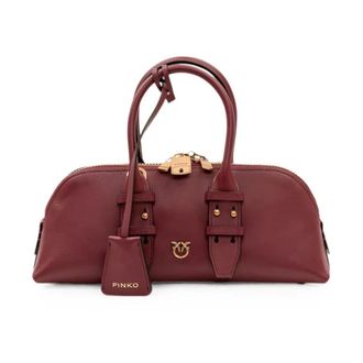 Pinko Pinko, Tassen, Dames, Rood, ONE Size, Leer, Bowling Handtas