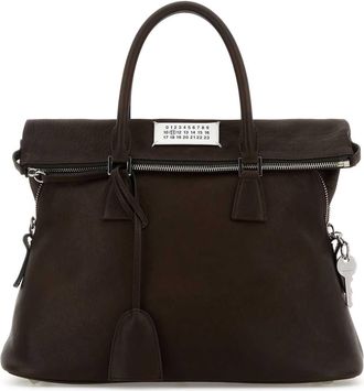 Maison Margiela Dark Brown Leather Medium 5ac Loved To Death Handbag