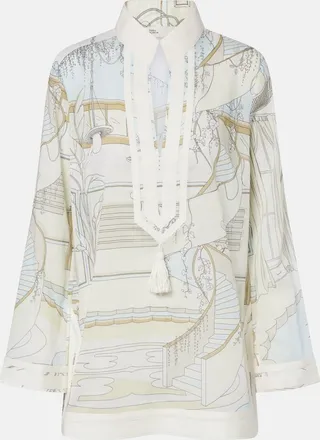Tory Burch Printed cotton voile tunic