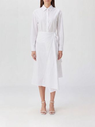 Msgm Asymmetric Hem Wrap Cotton Midi Chemisier Dress