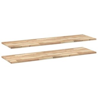 Berkfield Home Floating Shelves 2 pcs 160x40x2 cm Untreated Solid Wood Acacia in Light Brown | Size: 160 x 40 x 2 cm