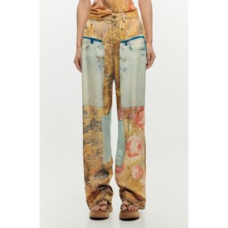 Desigual Straight Leg Patchwork Pants in Medium Beige at Nordstrom, Size X-Small