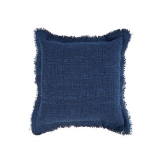 Bazar Bizar Funda de coj&iacute;n de algod&oacute;n y lino azul &iacute;ndigo 50x50x2 cm