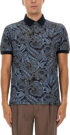 Etro Blue Shirt Collar Polo