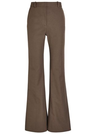 Joseph Tafira Flared-leg Stretch-twill Trousers - Brown Light - 44 (UK16 / XL)