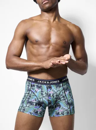 Jack & Jones Mens 4 green-stripe waist trunk Organic cotton