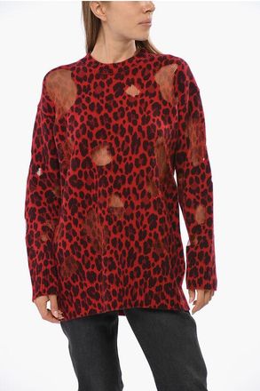 Versace Animal Motif Virgin Wool Crew-neck Sweater size 40
