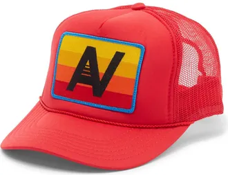 Aviator Nation Rainbow Logo Trucker Hat in Red at Nordstrom