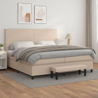 vidaXL Vidaxl - Cama Box Spring Con Colch&oacute;n Cuero Sint&eacute;tico Capuchino 200x200cm