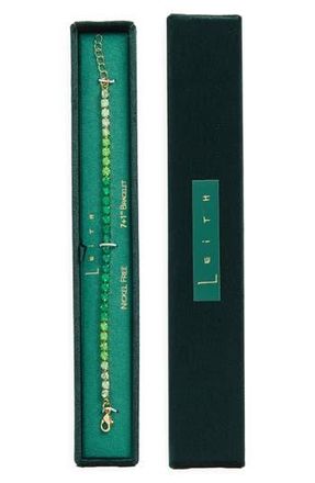 Leith Gradient CZ Tennis Bracelet in Green Multi- Gold at Nordstrom Rack