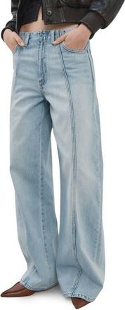 Mango Seamed Balloon Jeans in Medium Blue at Nordstrom, Size 10