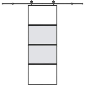 vidaXL Vidaxl - Puerta Corredera Set Herrajes Vidrio Templado Aluminio 76x205cm