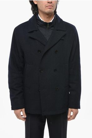 Corneliani CC COLLECTION Double-breasted Short Coat with Removable Ches size 52