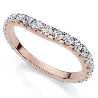 Pompeii3 5/8Ct Curved Diamond Wedding Anniversary Matching Band 14k Gold Ring Lab Grown