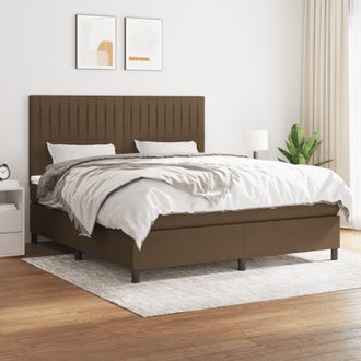 vidaXL Vidaxl - Cama Box Spring Con Colch&oacute;n Tela Marr&oacute;n Oscuro 160x200 Cm