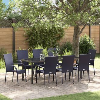 Berkfield Home 5 Piece Garden Dining Set Black Poly Rattan