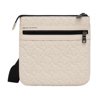 A|X Armani Exchange Messenger Bag met All-Over Logo - Heren - Tassen - Beige - Maat: ONE Size Poliester