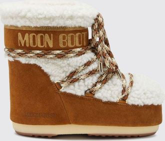 Moon Boot Stivali da neve Icon bassi in shearling e pelle scamosciata