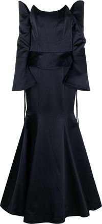 Bazza Alzouman off-shoulder satin fishtail gown - women - Polyester - 6 - Blue