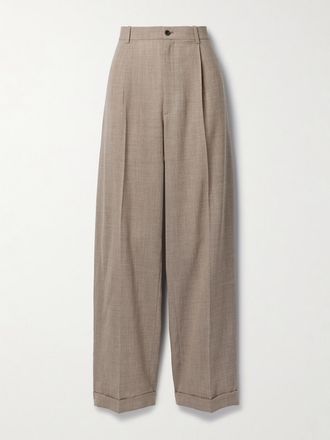 The Row Pantaloni In Lana Grain De Poudre Con Pinces Tor - Marrone