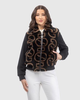 Gorski G PRINTED MERINO SHEARLING LAMB BOMBER JACKET WITH LORO PIANA WOOL TRIM
