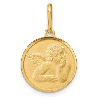 Diamond2Deal 14k Yellow Gold Polished and Matte Angel Pendant