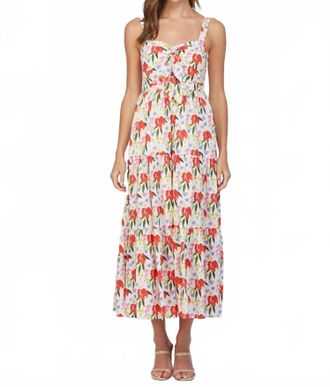 Fate Cut Out Tie Front Floral Maxi Dress In Cream