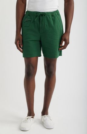 Imperfects Mr. Lynchs Easy Rider Seersucker Shorts in Irish Racing Green at Nordstrom, Size X-Large