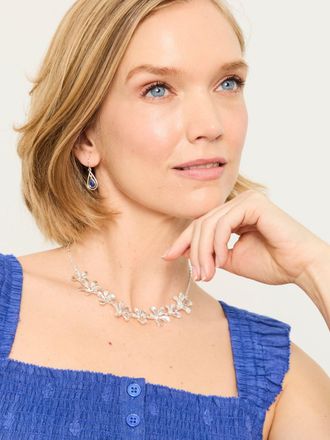 Fat Face FatFace Silver Tone Large Floral Necklace