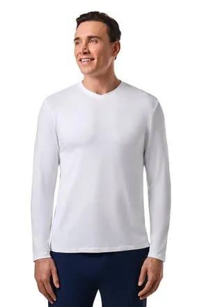 Coolibar Mens V-Neck Long Sleeve T-Shirt - UPF 50+ Sun Protection - Morada in White at Nordstrom, Size Xx-Large
