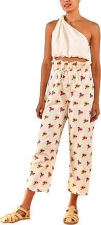 Farm Rio Farm Rio Linen-Blend Knot Crop Top