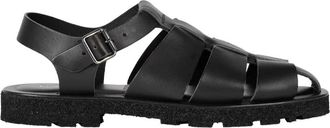 Paul Smith Zwarte vissersandalen met Union Jack zool - Heren - Sandalen - Zwart - 45 EU - Leer - Schoenen