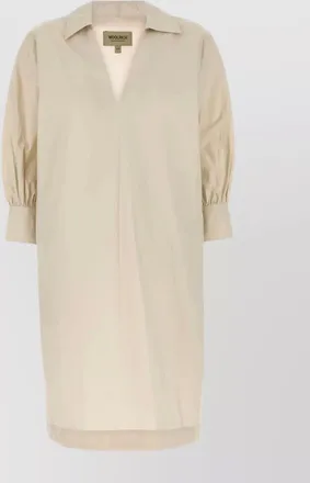Woolrich cotton v-neck long-sleeve knee-length dress