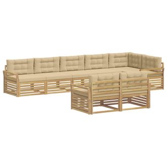 vidaXL Conjunto De Sof&aacute;s De Exterior 8 Uds. Y Beige Poli&eacute;ster Vidaxl