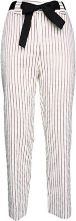 Manila Grace Gestreepte Broek - Dames - Vrijetijds broeken - Wit - S - Broeken