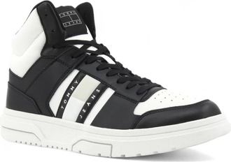 Tommy Hilfiger The Brooklyn Leather Mid-Top Trainers - Heren - Sneakers - Zwart - 40 EU - Leer - Schoenen