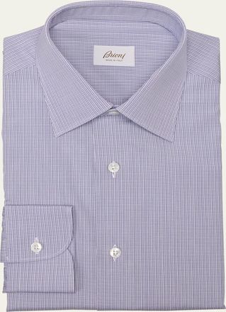 Brioni Mens Cotton Multi-Stripe Dress Shirt