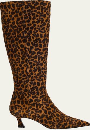 Stuart Weitzman 50mm Vinnie Leopard-Printed Suede Knee-High Boots