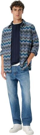 Missoni Long Sleeve Shirt With Geometric Zigzag in Blue & Green at Nordstrom, Size 50 It