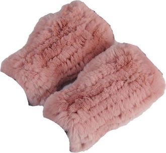 Generic Women Knit Fur Mitten Winter Warm Knitted Fur Mittens Fur Fingerless Gloves