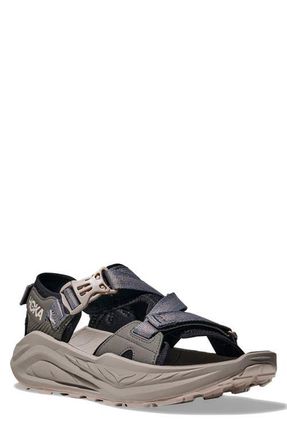 Hoka One One Infini Hike TC Sandal in Black /Cement at Nordstrom, Size 10.5